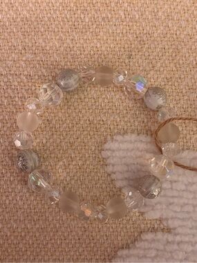 Elegant Clear and Frosted Beaded Stretch Bracelet